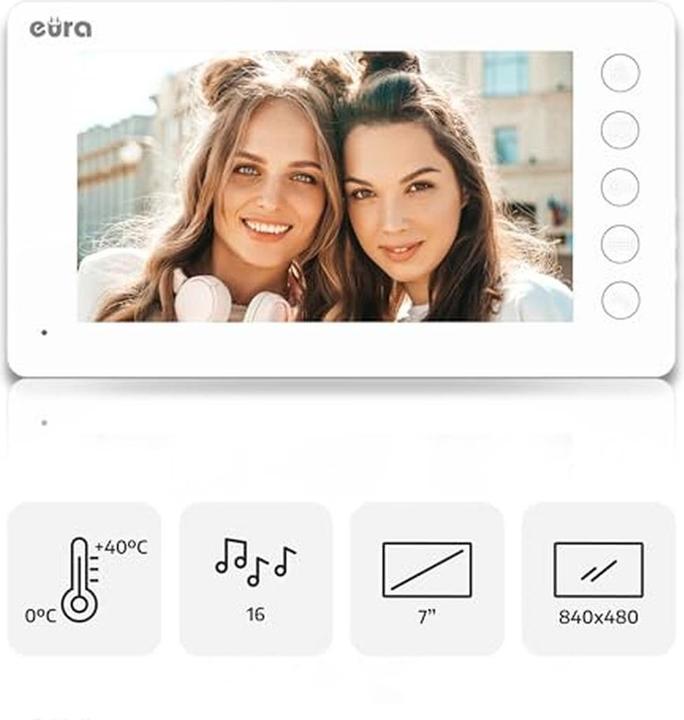 Produktbild Eura Video-Türsprechanlage weisser Monitor VDP-76A3