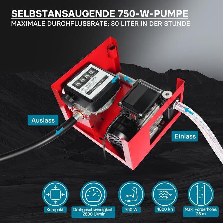 Immagine prodotto Wiltec Pompa per gasolio e olio combustibile 230V/750W 80l/min autoadescante Pistola