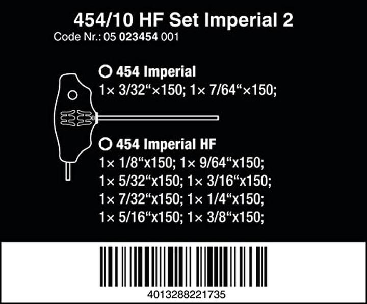 Image du produit Wera 454/10 HF Set Imperial 2 (Magicienne)