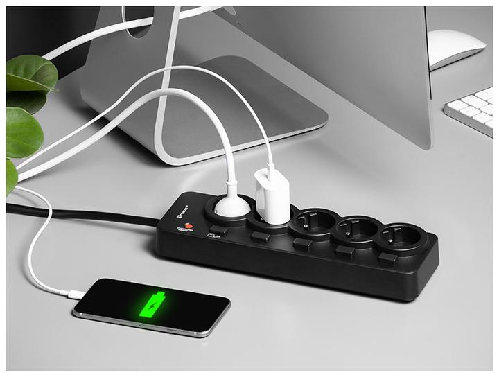 Immagine prodotto Tracer PowerGuard Black 5 prese CA (5 x, CEE 7/16, 1.60 m)