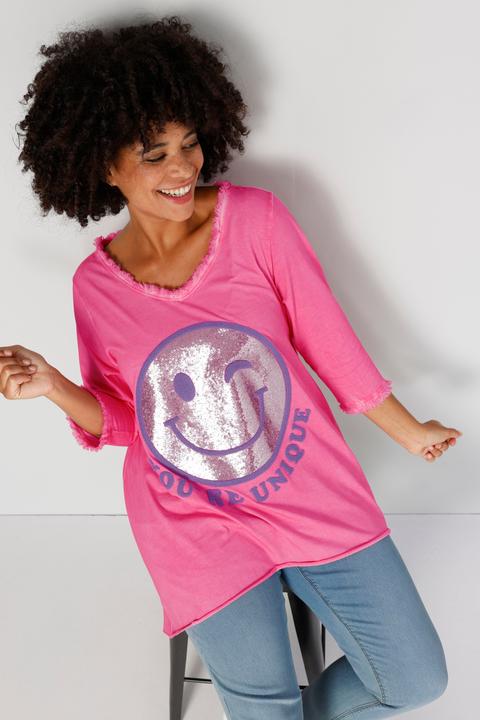 Produktbild Angel of Style Longshirt, Smiley, Rundhals, Langarm, gerundeter Saum (48)
