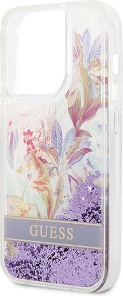 Actual product image Guess GUHCP14XLFLSU iPhone 14 Pro Max 6.7" fioletowy/purple hardcase Flower Liquid Glitter (Apple iPhone 14 Pro Max)