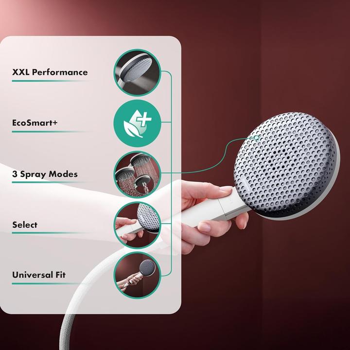 Actual product image hansgrohe Raindance Alive Select S Water-Saving Shower Head with Anti-Limescale and Three Jets (3 Beam types, 5.90 l/min)