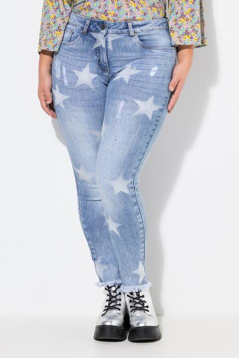 Produktbild Angel of Style Jeans, Slim Fit, Sterne, Glitzersteinchen, Fransensaum (46)