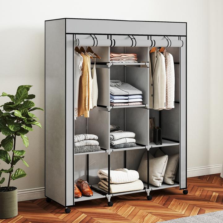 Immagine prodotto Homcom Stoffschrank Stahl, Vliesstoff Hellgrau