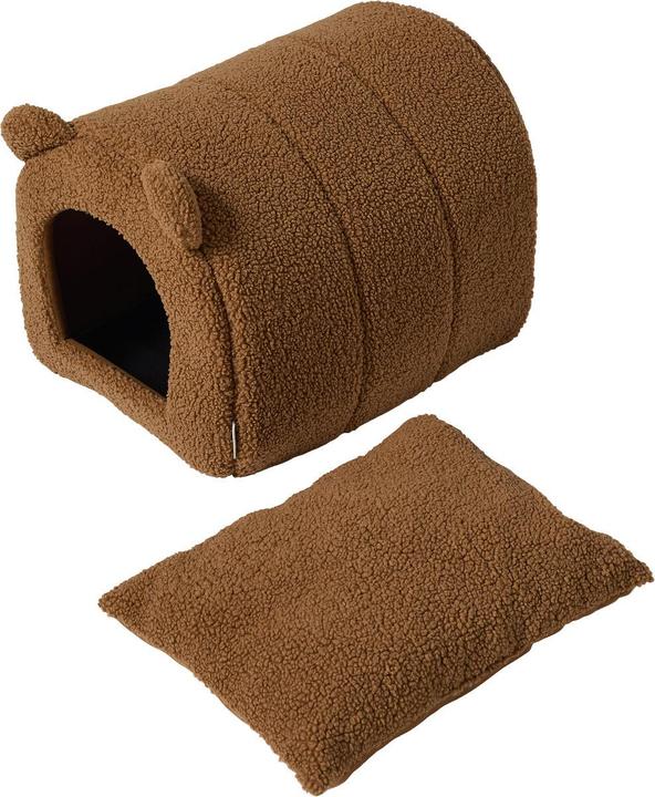 Produktbild Vertbaudet Katzenhöhle FAMILY aus Teddyfleece mit Bärenohren & herausnehmbarem Kissen (Katze)