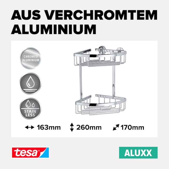 Actual product image tesa ALUXX shower tray incl. adhesive solution without drilling (18 x 18 x 26.5 cm)