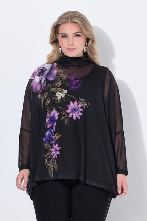 Produktbild Miamoda Mesh-Bluse, oversized, Blumenmotiv, blickdichtes Top (54)