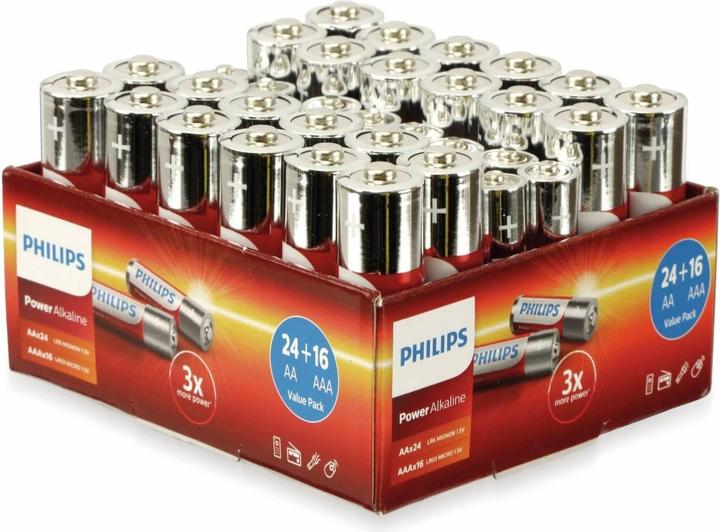 Actual product image Philips Power Alkaline Pack (40 pcs., AA, AAA)