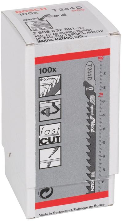 Image du produit Bosch Professional Zubehör Lame de scie sauteuse T 244 D Speed for Wood, pack de 100
