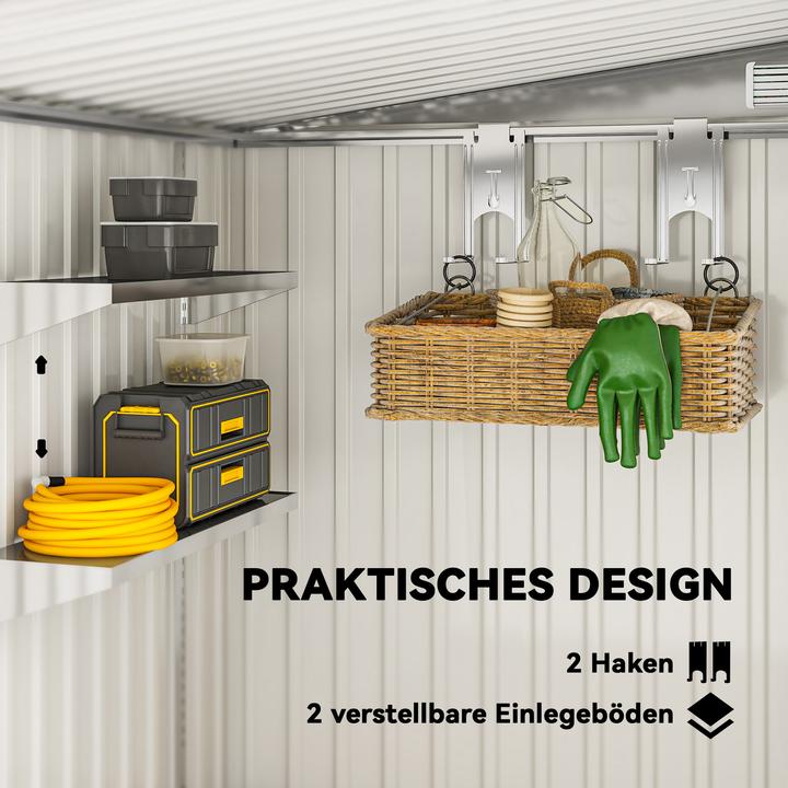 Produktbild Outsunny Gartenhaus Stahl Hellgrau