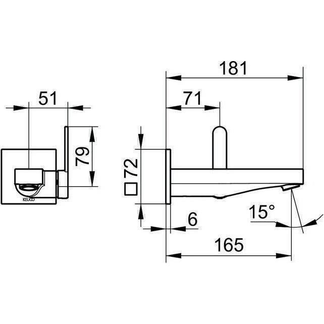 Thumbnail - Keuco, Badarmatur, EH-WT-MI IXMO Flat UP vc Ausldg 165mm