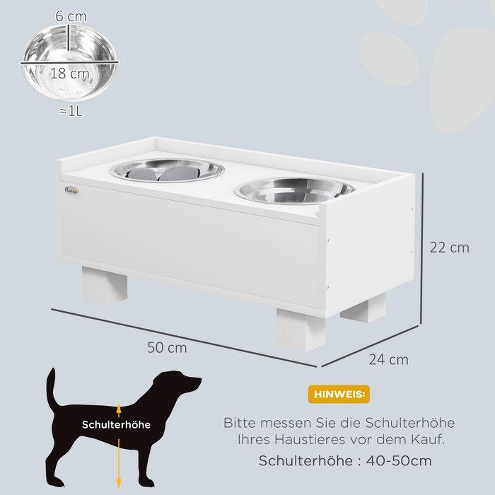 Image du produit Swisshandel24 Hundenapf erhöht, Höhenverstellbar Futternapf für Hunde mit Stauraum, Weiss (1 l)