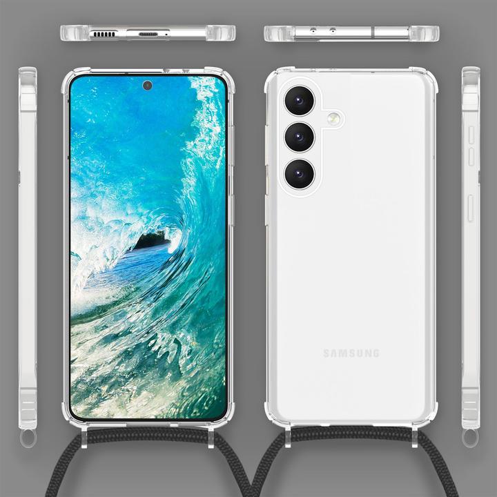 Actual product image Nalia Clear hybrid case with chain to hang around the neck