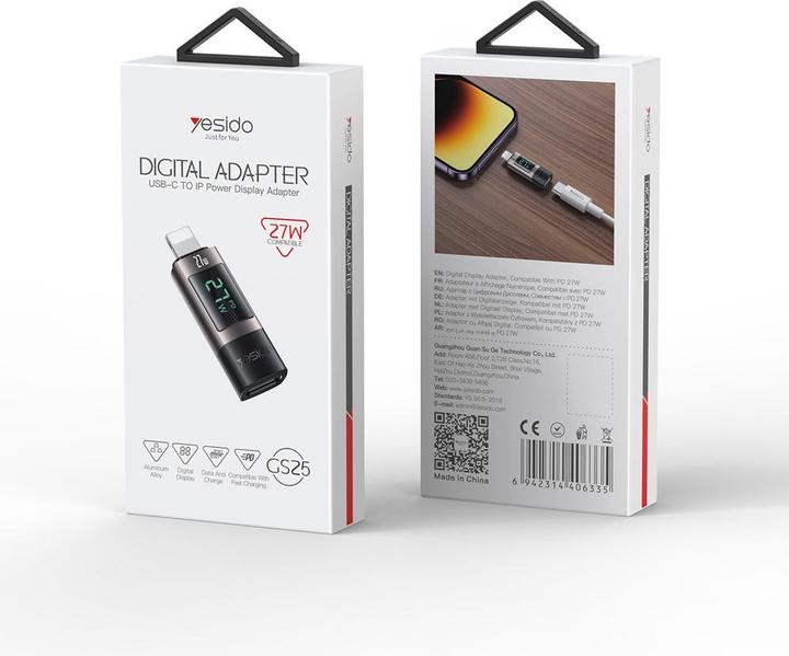 Actual product image Yesido USB-C to Lightning Digital Adapter for Charging/Data Transmission (USB-C, Lightning)