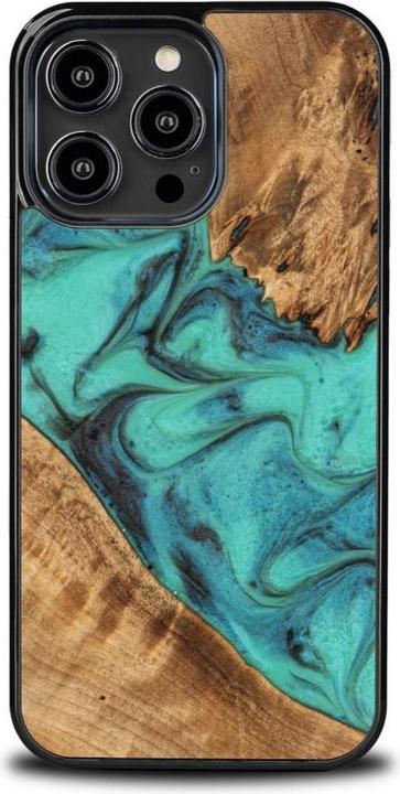 Immagine prodotto Bewood Custodia in legno e resina per iPhone 14 Pro Max - Turchese Nero (Apple iPhone 14 Pro Max)