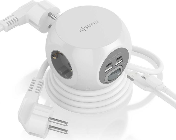 Immagine prodotto Aisens REGLETA ENCHUFES 3 TOMAS 2XUSB-C, 2XUSB-A 1.4M BLANCO (1.40 m, CEE 7/3)