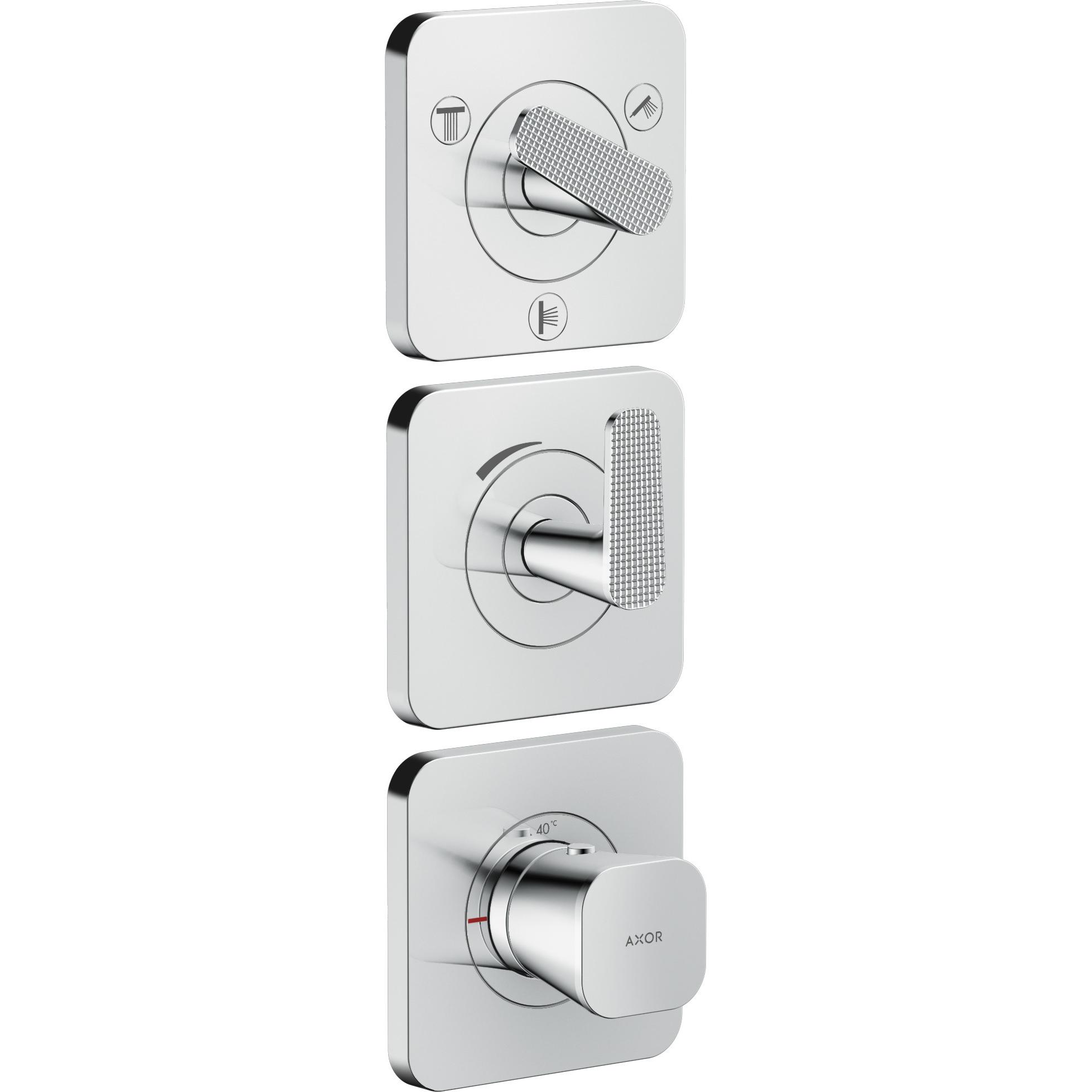 Axor, Rubinetteria per bagno, Citterio C Module thermostatique 380/120 encastré avec rosaces pour 3 consommateurs, coupe cubique