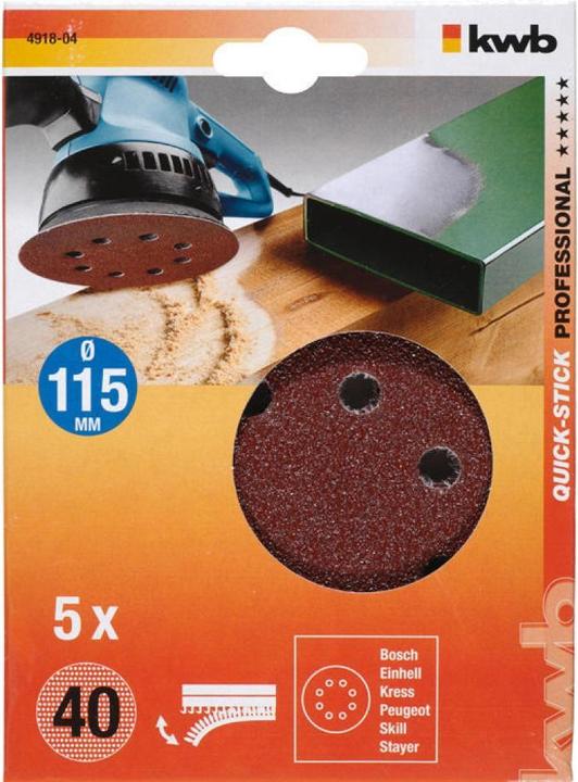 Actual product image kwb Velcro adhesive discs 115 Perforated K40 (40)