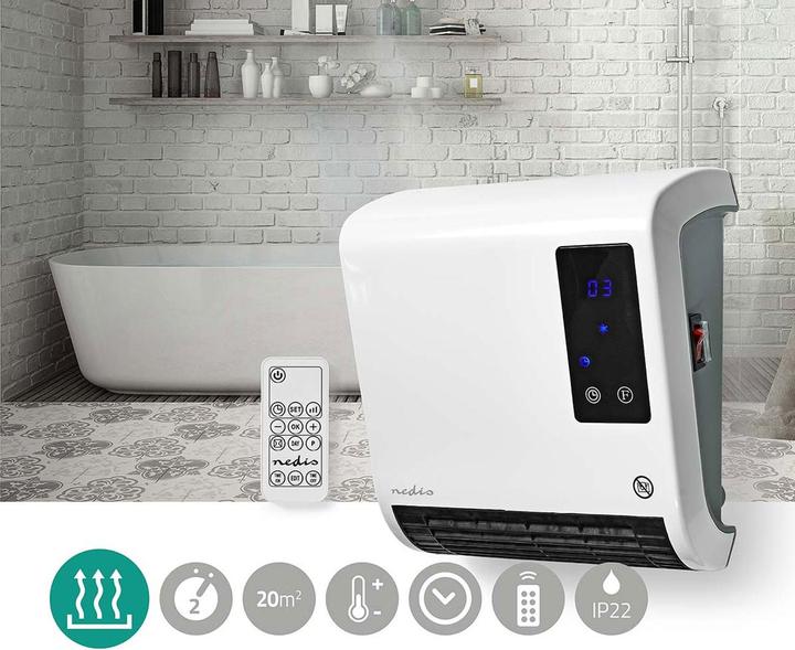 Produktbild Nedis HTBA20WT Keramik-Heizlüfter 20m² Weiss, Grau (2000 W)