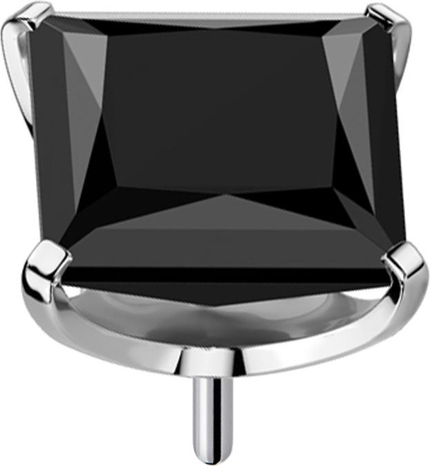 Produktbild Star Piercing Threadless silber mit quadratischem Kristall schwarz gefasst (Titan, ohne Messing)