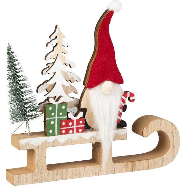 Thumbnail - MICA Living, Weihnachtsdeko, Weihnachtswichtel auf Schlitten - ca. 15,5 x 2 x 13,5 cm