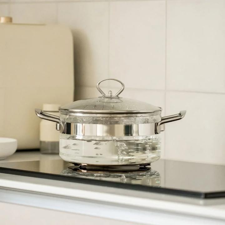 Actual product image Cooking pot (20 cm, Pot, Borosilicate glass, Stainless steel)