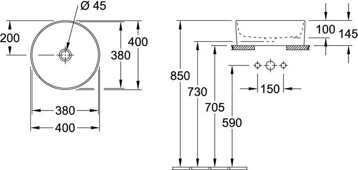 Produktbild Villeroy & Boch V&B Aufsatzwaschtisch COLLARO d= 400mm, rund, ohne Hahnlochbank we (400 mm, 400 mm)