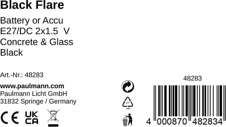 Nährwerte und Zutaten Pauleen Black Flare (8 lm, E27)