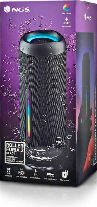 Actual product image NGS Enceinte Nomade Bluetooth Roller Furia 3 (Noir) (9 h)