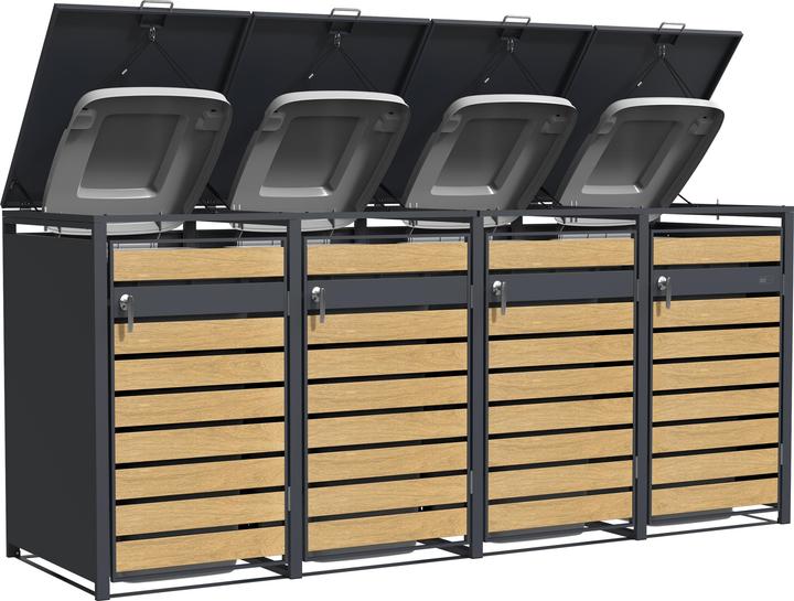 Immagine prodotto Axi Contenitore per rifiuti Lucas in metallo antracite/legno 4x 240L