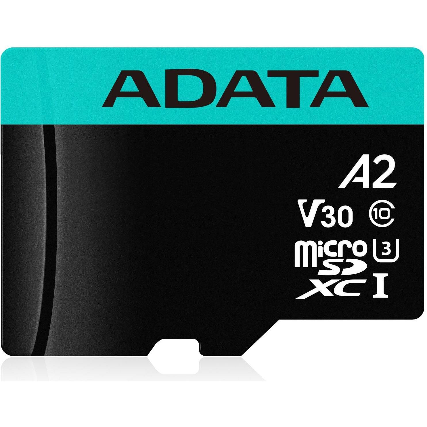 Adata Premier Pro Inkl. Adapter (128 GB, microSDHC, U3, UHS-I), Speicherkarte, Schwarz, Blau