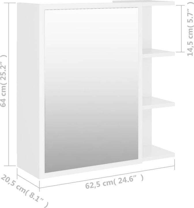 Produktbild vidaXL Spiegelschrank (62.50 x 20.50 x 64 cm)