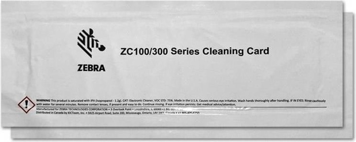 Actual product image Zebra Cleaning material ZC100/300/350 Cleaning Cards
