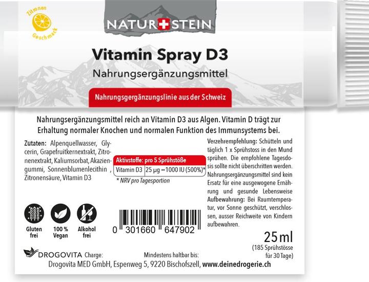Nährwerte und Zutaten Naturstein D3 (1 Stück, Spray, 40 g)