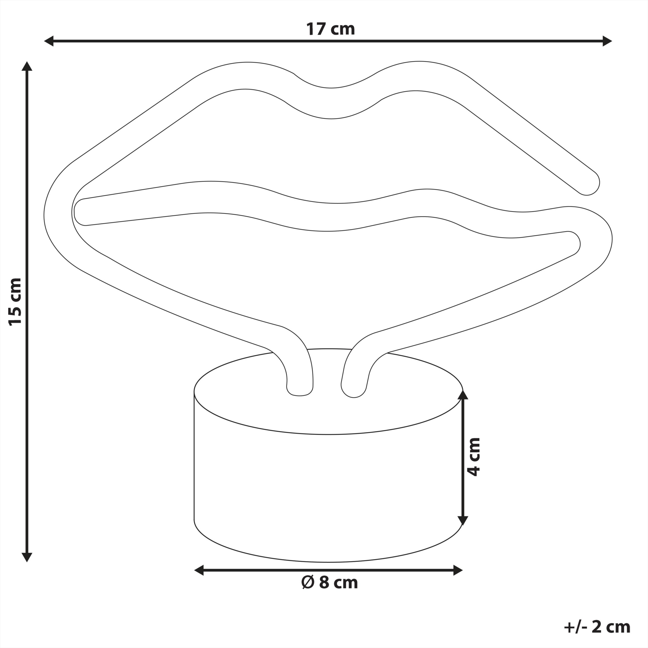 Thumbnail - Beliani, Tischlampe, Neonlicht LED Dekofigur rosa Mund 15 cm FLORA (300 lm)