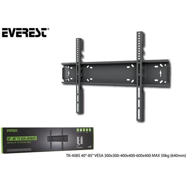 Everest TV állvány - TK-4085 (38"-85"-ig, Fali, ultra keskeny, 50kg teherbírás, Fekete) (50 kg, 38" - 85"), Piedistallo TV, Nero