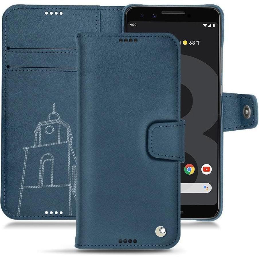 Noreve Lederschutzhülle Wallet (Google Pixel 3), Smartphone Hülle, Blau