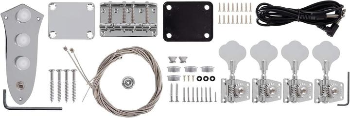 Actual product image Rocktile DIY JB-Style Bass Guitar Kit with Pickups and Hardware (Electric bass, Blackwood fingerboard, Maple neck, Paulownia corpus)