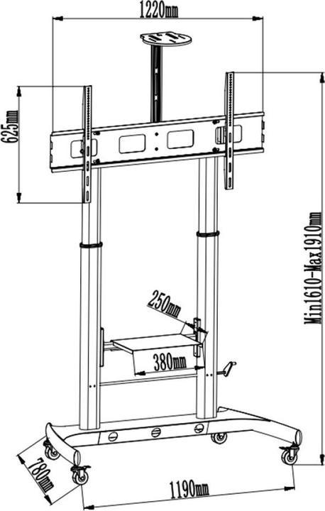 Actual product image Techly TV Trolley for LCD LED TV 52-110" with camera tray (110", 120 kg)
