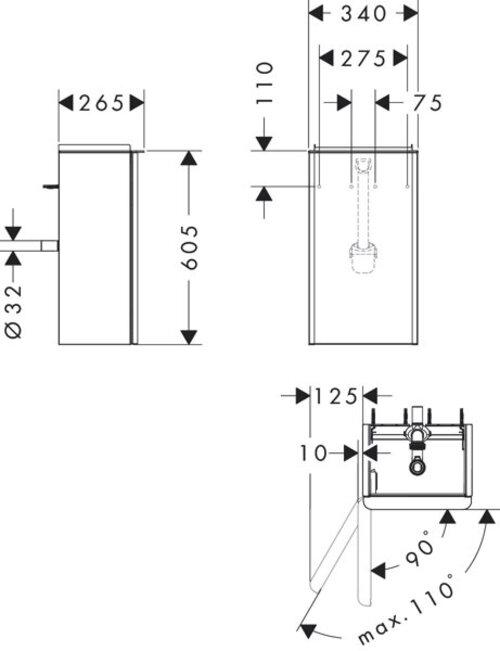 Produktbild hansgrohe Xelu Q Waschtischunterschrank, 340x245, für Handwaschbecken, 1 Tür, Türanschlag links (67.50 x 35 x 26.60 cm)