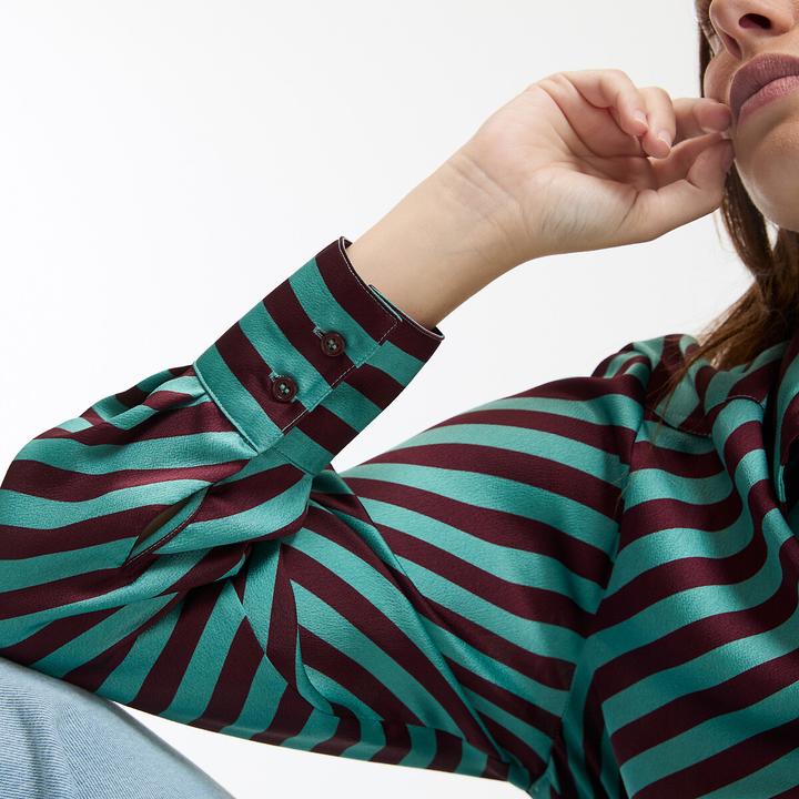 Produktbild La Redoute Collections Gestreifte Satinbluse mit langen Ärmeln (M)