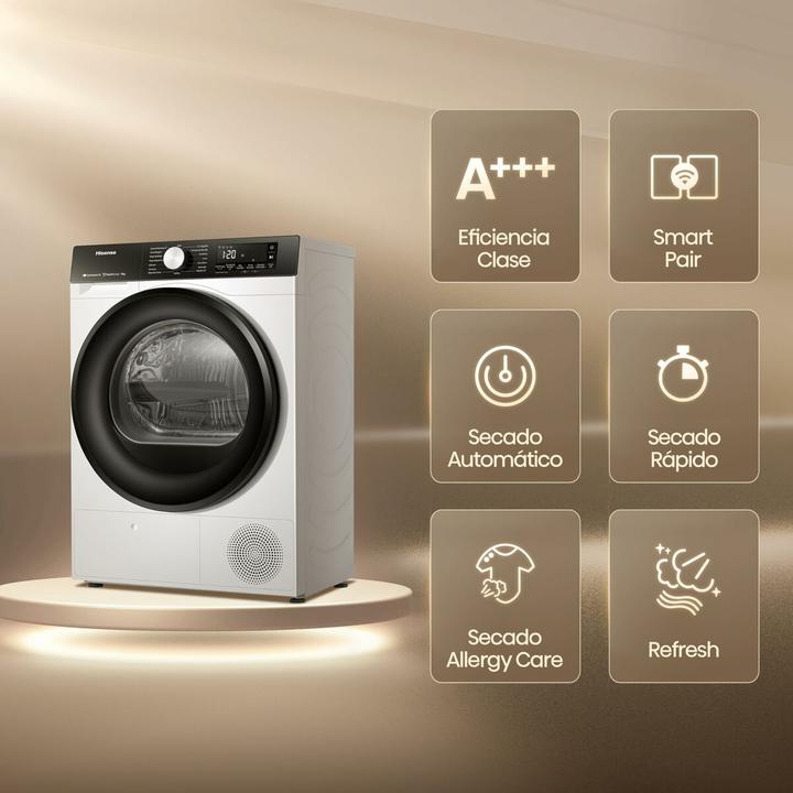 Image du produit Hisense DH3S902BW3 Sèche-linge 9Kg Classe A (9 kg, Droite)