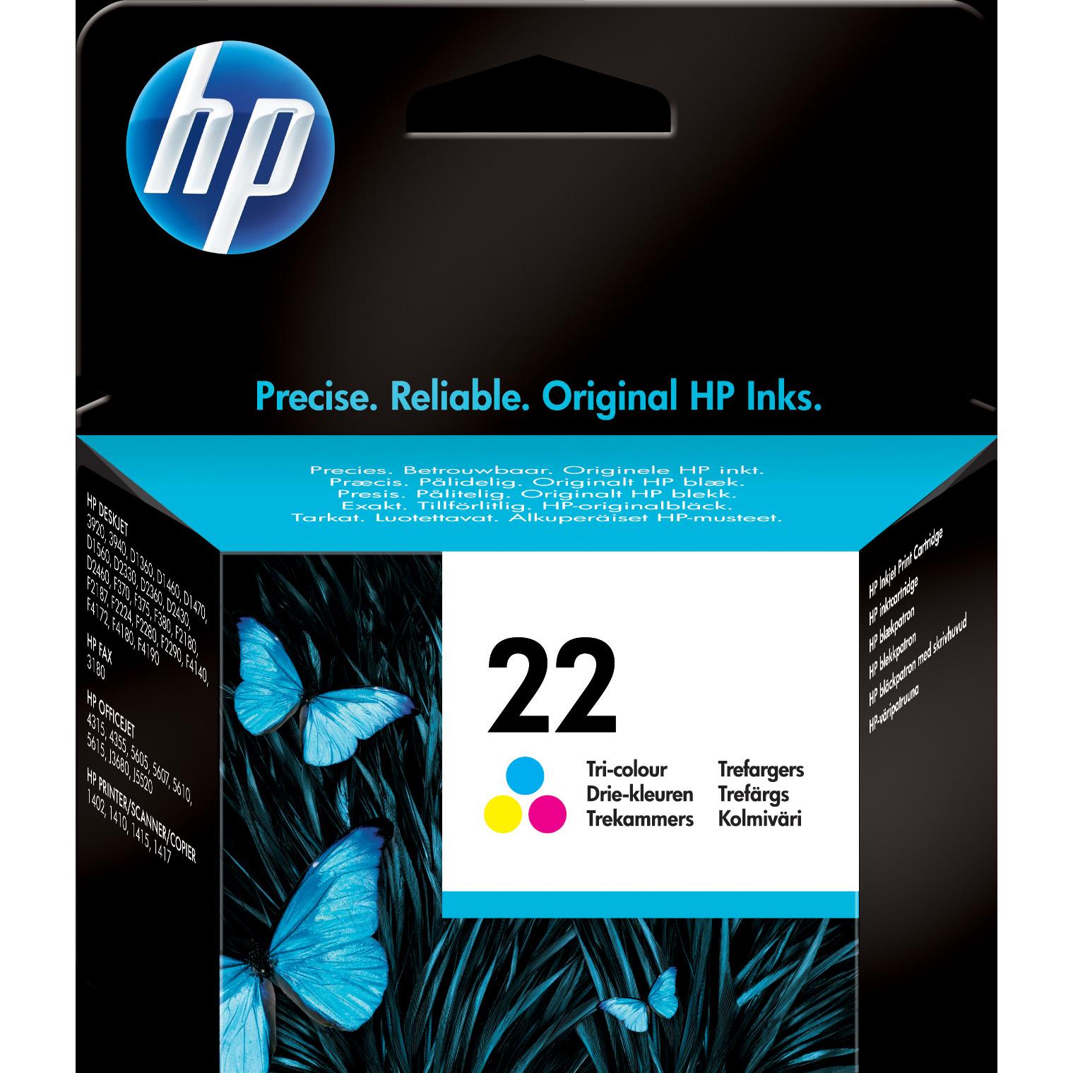 HP, Druckerpatrone, 22 Tri-colour Inkjet (M, Y, C)