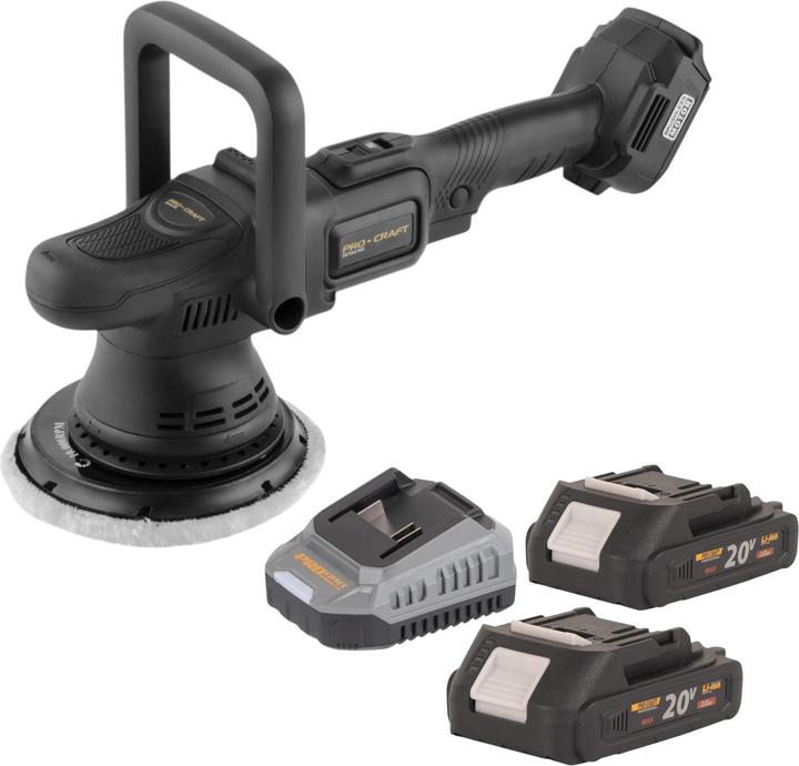 Produktbild Procraft PM22bb Akku Poliermaschine 20 Volt 150 mm + 2x Akku 2,0 Ah + Ladegerät (Exzenterpolierer)