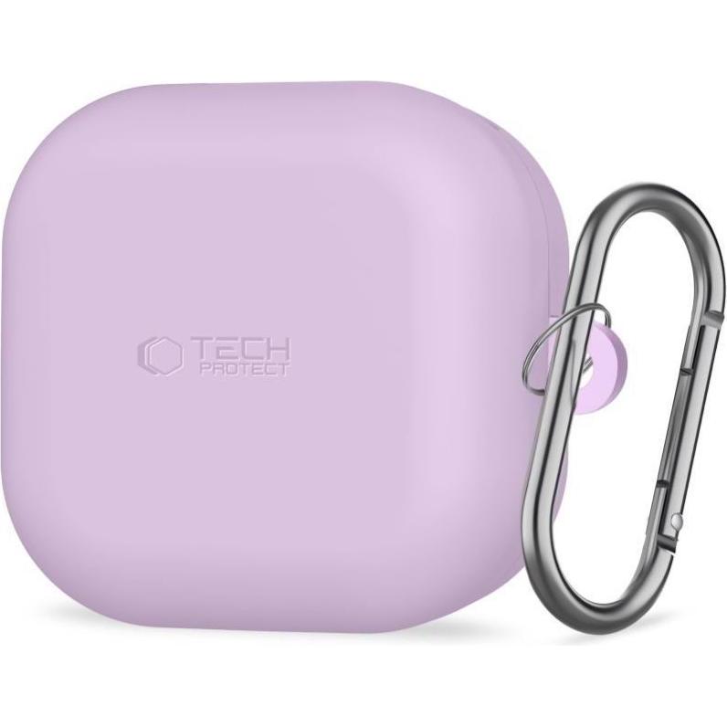 Tech-Protect SILIKONHaken SAMSUNG GALAXY BUDS 4 / 4 PRO LAVENDEL (Manicotto per cuffie), Borsa per cuffie + Copertura protettiva, Viola