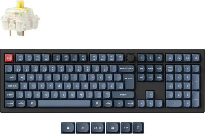 Keychron V6 Max (black/blue-grey, DE layout, Gateron Jupiter Banana, hot-swap, RGB) (DE, Wireless)