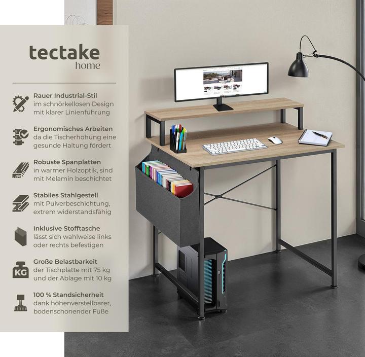 Actual product image tectake Desk with shelf and fabric bag (80 x 55 x 90 cm)