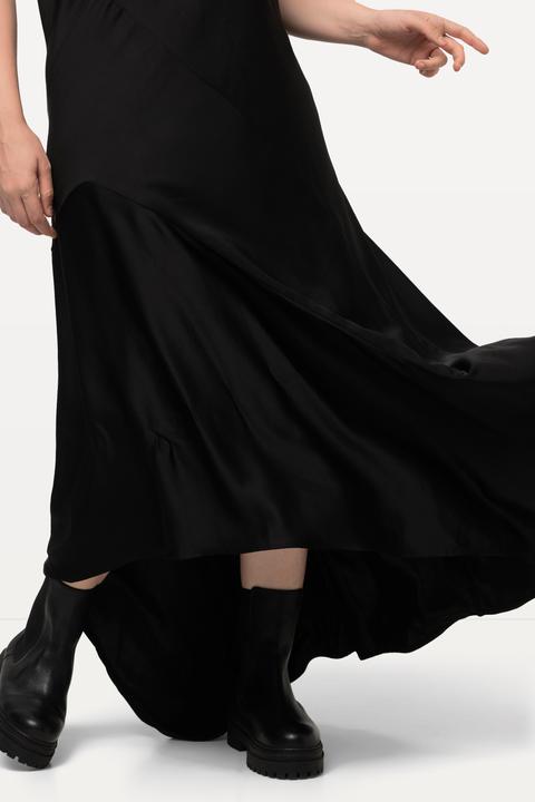 Produktbild Ulla Popken Satin-Maxikleid, A-Linie, V-Ausschnitt, ärmellos (54)