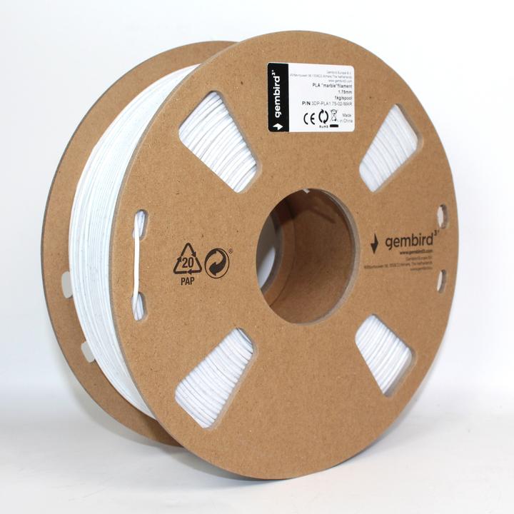 Image du produit Gembird 3DP-PLA1.75-02-MAR Matériau d'impression 3D Acide polyacétique (PLA) Marbre 1 kg (PLA, 1.75 mm, 1000 g)